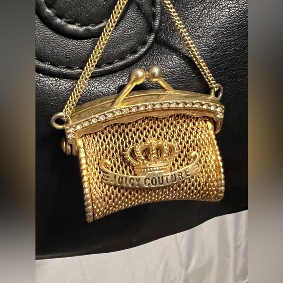 SOLD!! Rare vintage y2k black blinged leather Juicy Couture purse bag. - Picture 6 of 16